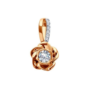 Золотая подвеска с фианитами Цветок Diamant 51-130-02268-1