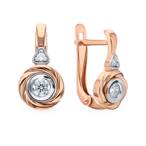Золотые серьги с фианитами AQUAMARINE 46352