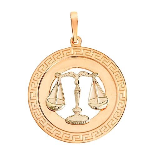 Золотая подвеска медальон знак зодиака Весы АВРОРА 74221