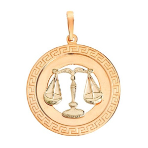 Золотая подвеска медальон знак зодиака Весы АВРОРА 74221
