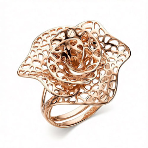 Золотое кольцо широкое объемное 3D Цветок CORONA к1020