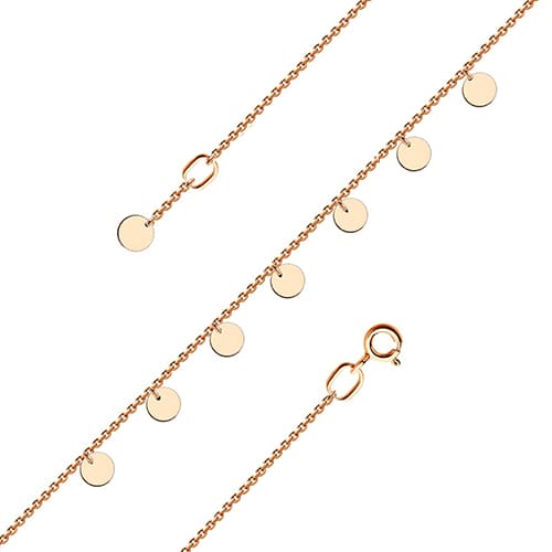 Золотой браслет анклет на ногу подвески Круг Красносельский Ювелир П2376