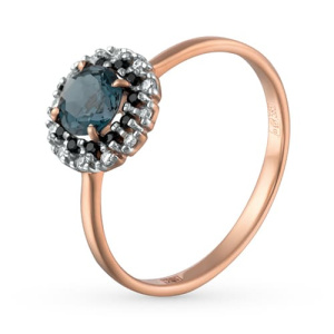 Золотое кольцо с топазом лондон и фианитами