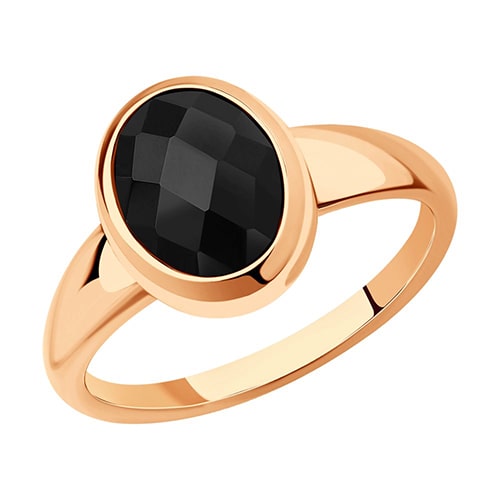 Золотое кольцо с черным агатом SOKOLOV 716450