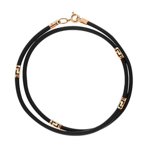 Золотое колье черный каучуковый шнур со вставками АТОЛЛ 7123к-4