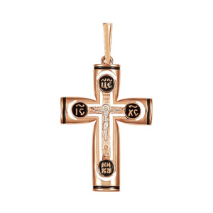 Золотой крест классический с эмалью АВРОРА 74563