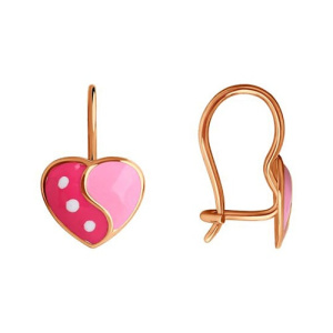 Золотые детские серьги с эмалью Сердечки SOKOLOV 0200093
