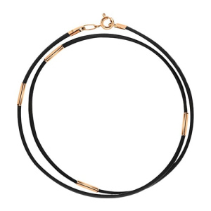 Золотое колье каучуковый шнур со вставками гайтан АТОЛЛ 7122к-4