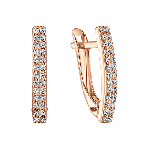 Золотые серьги дорожки с фианитами Голден Глоб СргЛ32