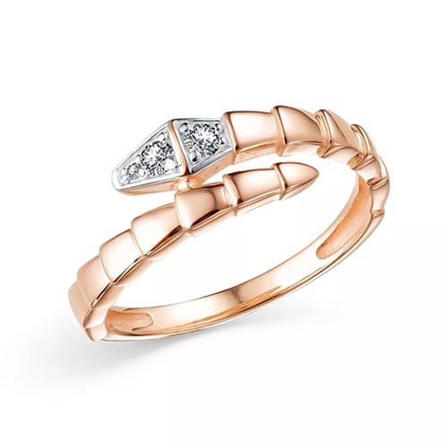 Золотое кольцо с фианитами Змея SOUL 1129903