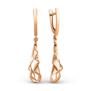 Золотые серьги подвески жатые 3D DINASTIA 034202-1000