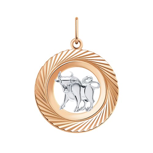 Золотая подвеска медальон с алмазной гранью знак зодиака Телец АТОЛЛ 5650а/телец