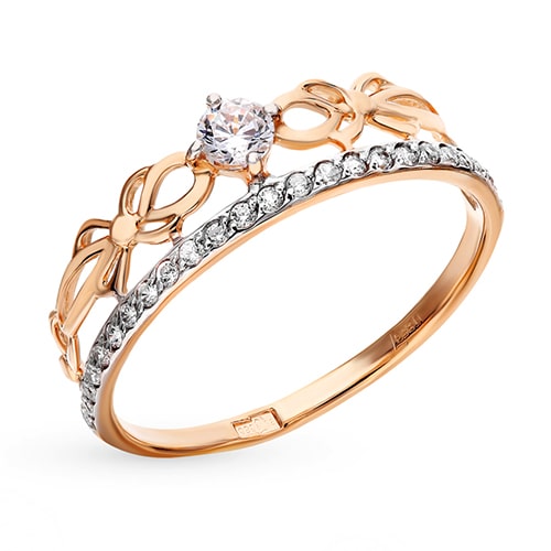 Золотое кольцо с фианитами Корона SOKOLOV 017233