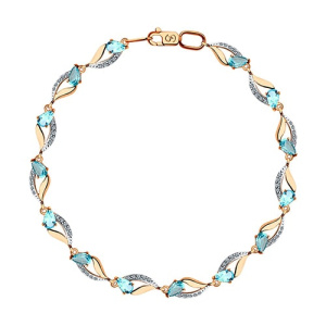 Золотой браслет с топазами swiss и фианитами SOKOLOV 750237