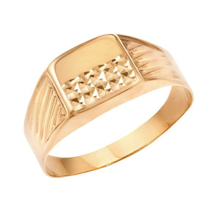 Золотое кольцо перстень печатка с алмазной гранью АТОЛЛ  4151А-2