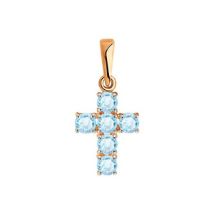 Золотая подвеска с топазами sky крест декоративный Diamant 51-330-01631-1
