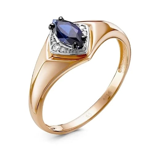 Золотое кольцо с сапфиром и бриллиантами RoseGrace 5-2803-103-1К-Сапгт