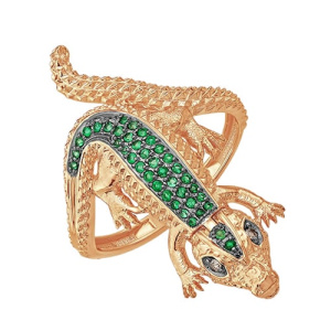 Золотое кольцо с фианитами Крокодил аллигатор EFREMOV К19216438