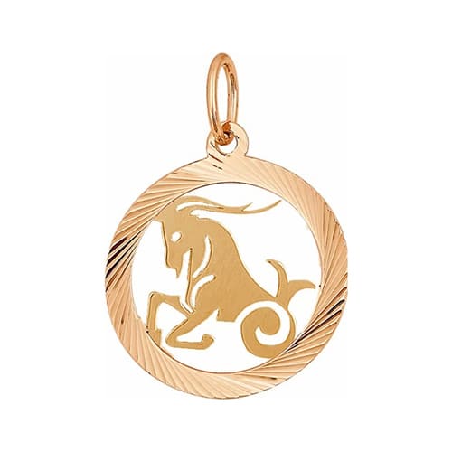 Золотая подвеска круг знак зодиака Козерог Красносельский Ювелир АПШ307-0380