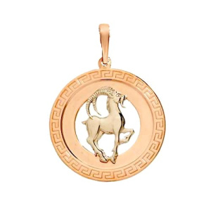 Золотая подвеска медальон знак зодиака Козерог АВРОРА 74212