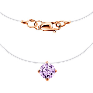 Золотое колье на леске подвеска розовый фианит Круг ГОЛДЕН ГЛОБ ПдКругЛ01