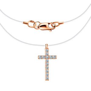 Золотое колье на леске подвеска с фианитами Крест ГОЛДЕН ГЛОБ ПдКрест13Л