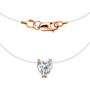 Золотое колье на леске подвеска фианит Сердце ГОЛДЕН ГЛОБ ПдСерЛ01