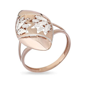 Золотое кольцо с алмазной гранью объемное Листья Красносельский Ювелир РАКд702-4055
