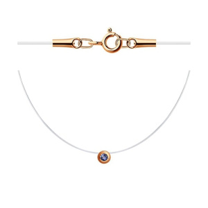 Золотое колье силиконовая леска подвеска с танзанитом ситаллом SOKOLOV 770347