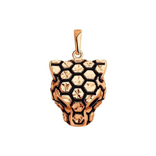 Золотая подвеска с эмалью и фианитами объемная Пантера гепард леопард SOKOLOV 036576