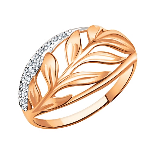 Золотое кольцо с фианитами Лист АТОЛЛ 10739