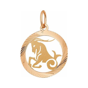 Золотая подвеска круг знак зодиака Козерог Красносельский Ювелир АПШ307-0380