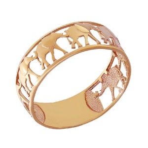 Золотое кольцо широкое талисман семь слонов слон DINASTIA 016701-1000