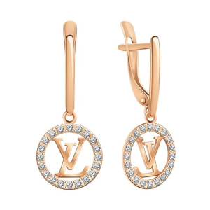 Золотые серьги подвески с фианитами АТОЛЛ 21158