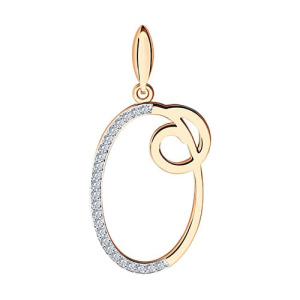 Золотая подвеска с фианитами буква О SOKOLOV 034709