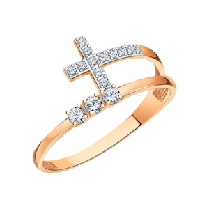 Золотое кольцо с фианитами Крест АТОЛЛ 11042
