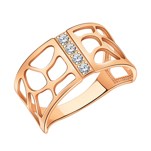 Золотое кольцо широкое с фианитами АТОЛЛ 11057