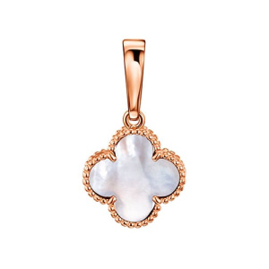 Золотая подвеска с перламутром 10 мм Клевер ГОЛДЕН ГЛОБ ПдКлеверЛ