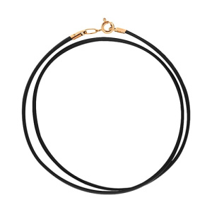 Золотое колье черный каучуковый шнур АТОЛЛ 7122К