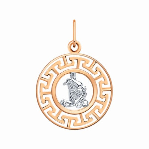 Золотая подвеска медальон знак зодиака Водолей АТОЛЛ 5765/водолей