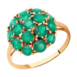 Золотое кольцо с зелеными агатами SOKOLOV 716296