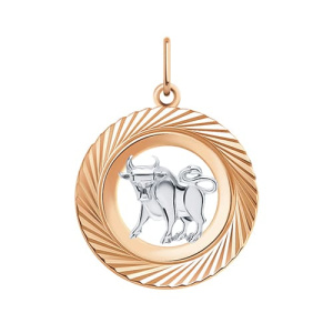 Золотая подвеска медальон с алмазной гранью знак зодиака Телец АТОЛЛ 5650а/телец