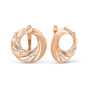 Золотые серьги с фианитами Круги DINASTIA 033872-1102