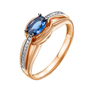 Золотое кольцо с сапфиром и бриллиантами RoseGrace 5-3565-106-1К-Сап