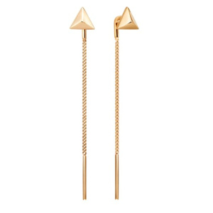 Золотые серьги цепочки продевки Треугольники DUNASTIA 007042-1000