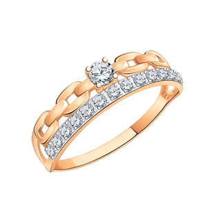 Золотое кольцо с фианитами Цепь АТОЛЛ 11041