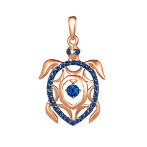 Золотая подвеска с синими фианитами Черепаха SOUL 3026803с