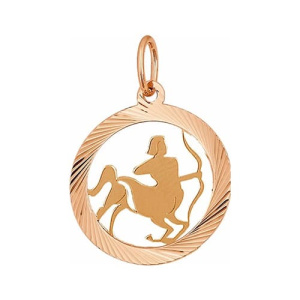 Золотая подвеска круг знак зодиака Стрелец Красносельский Ювелир АПШ306-0379