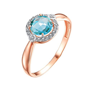 Золотое кольцо с топазом swiss бриолет и фианитами SOUL 1004704ТС