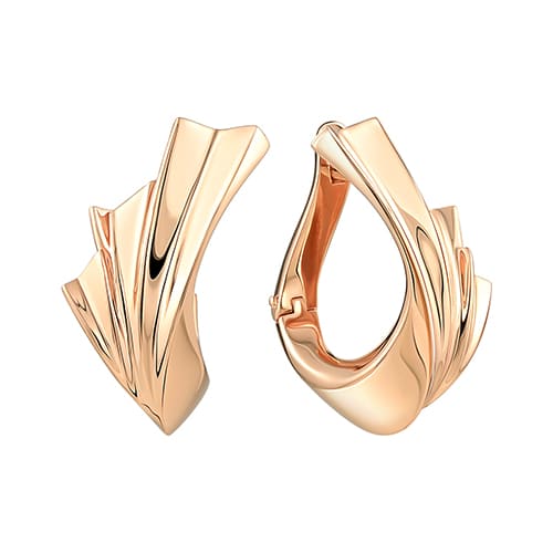 Золотые серьги широкие Геометрия DINASTIA 904922-1000
